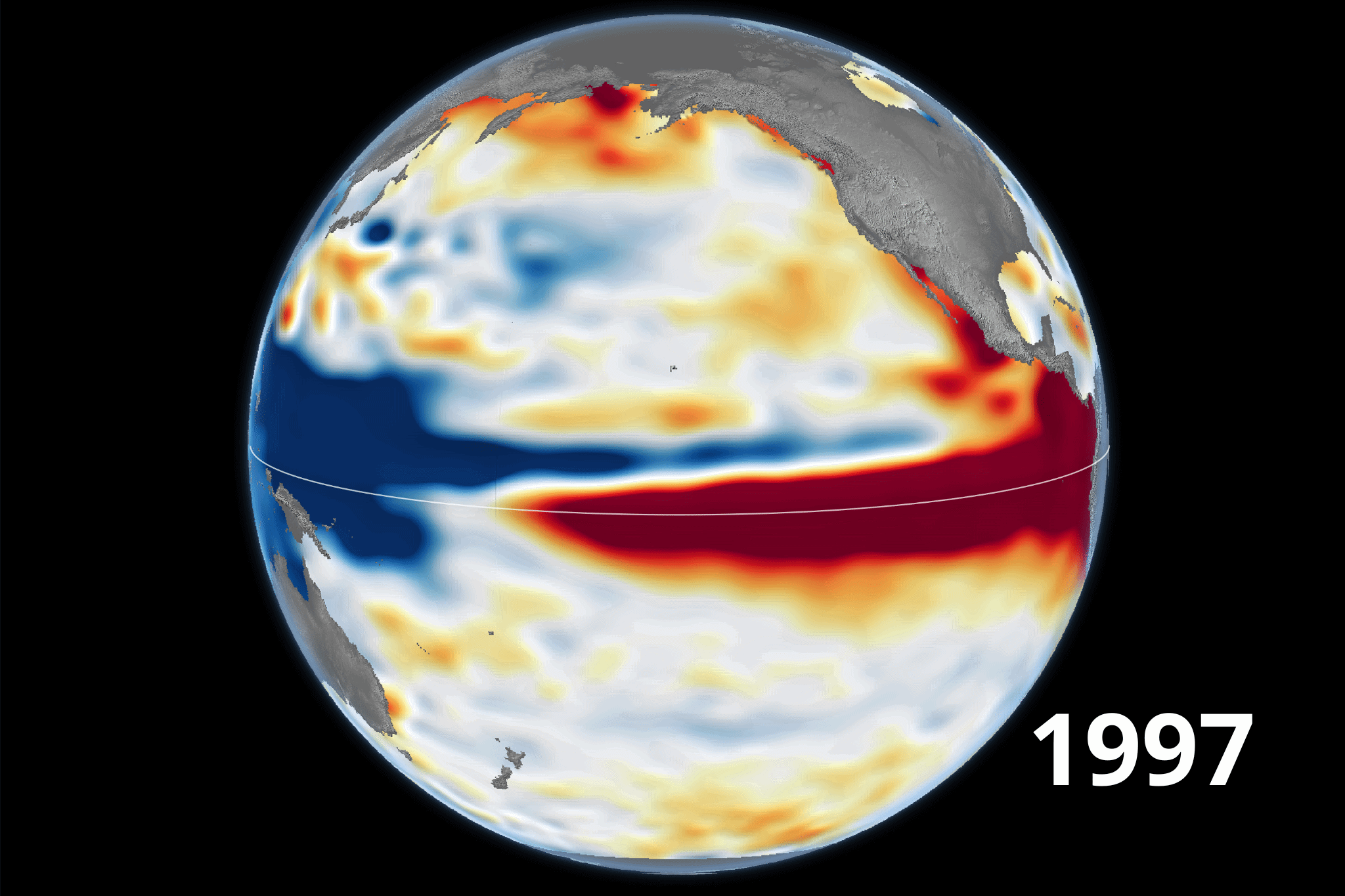 Nasa divulga imagens do El Niño desde 1997, mostrando a força de evento climático deste ano