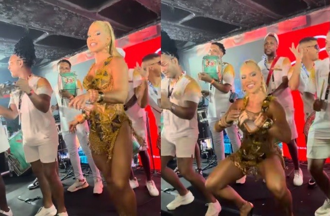 Virginia Fonseca samba e anima público de camarote da Sapucaí; vídeo