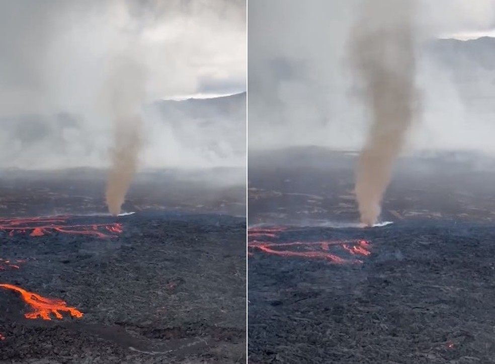 'Vulcão bebê' na Islândia expele lava, cinzas e, agora, tornados