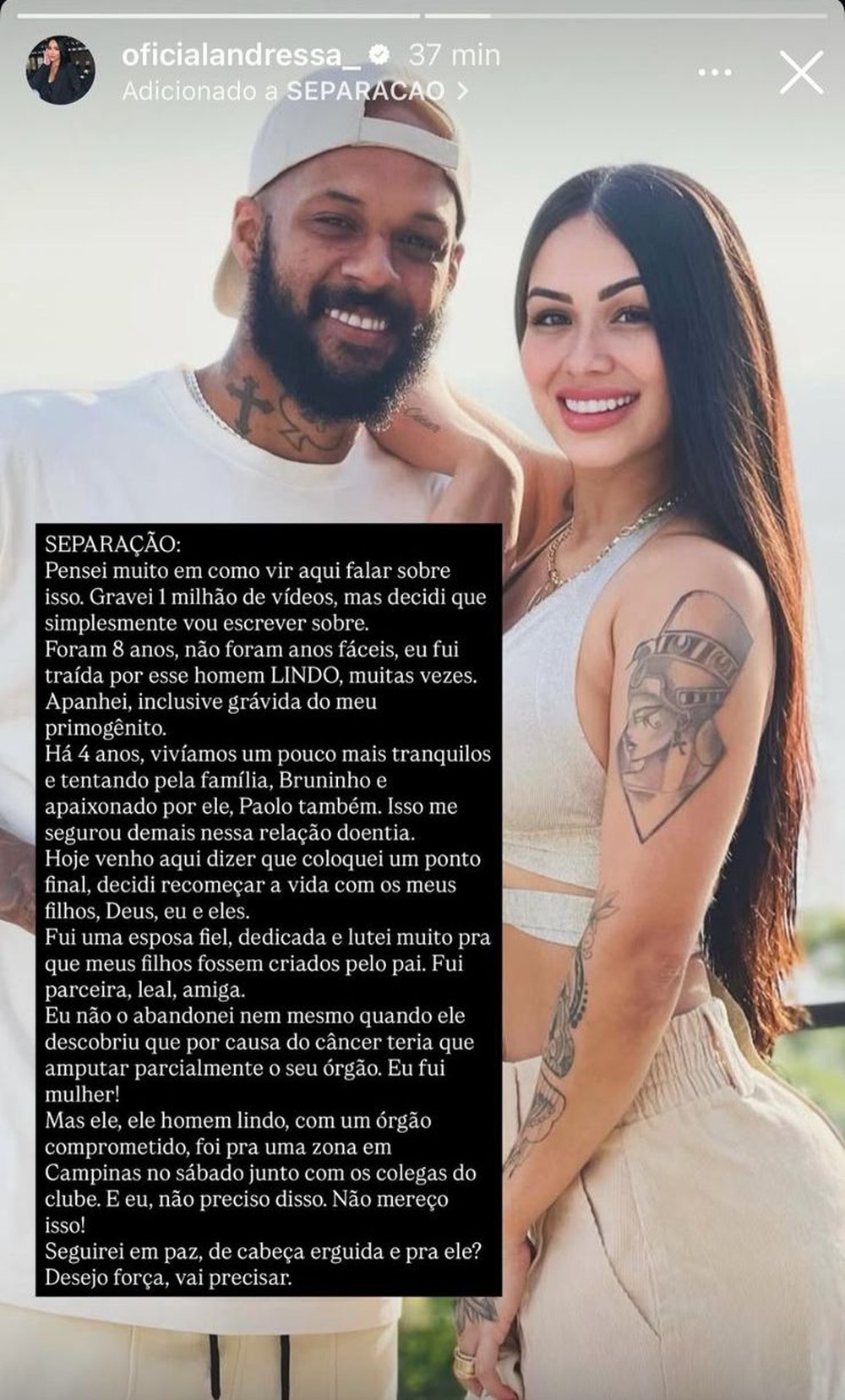 Mulher de Bruno Silva, ex-Botafogo, relata separação — Foto: Reprodução