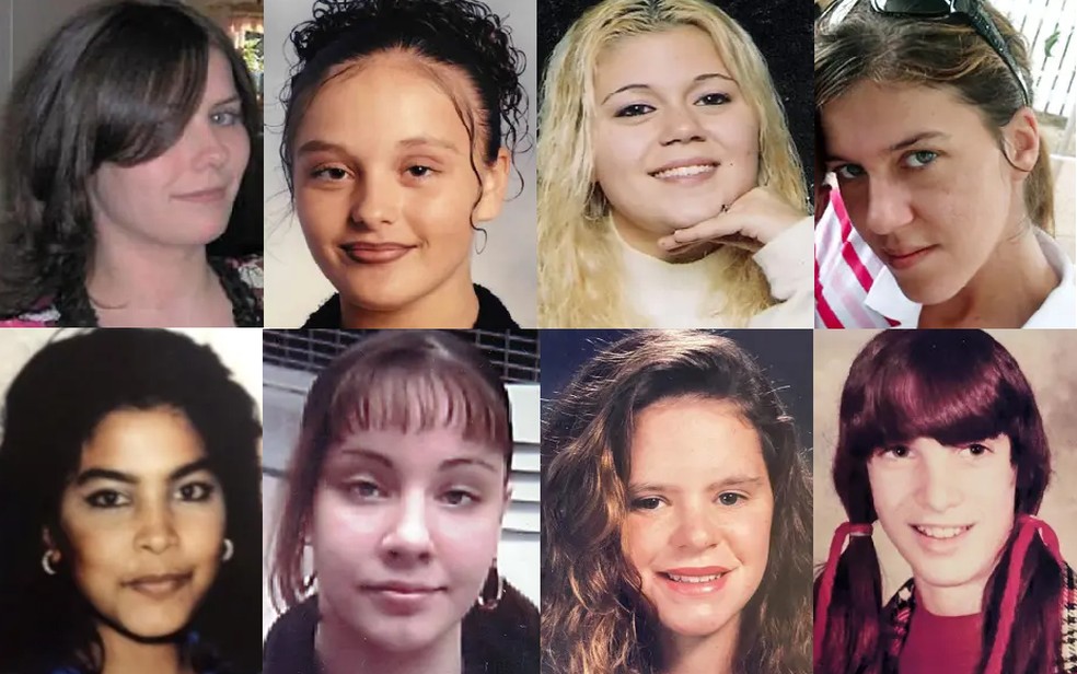 V&iacute;timas de Rex Heuermann, da esquerta para direita: Maurren Brainard-Barnes, Melissa Barthelemy, Megan Waterman, Amber Lynn Costello, Sandra Costillo, Jessica Taylor, Valerie Mack e Karen Vergata &mdash; Foto: Reprodu&ccedil;&atilde;o