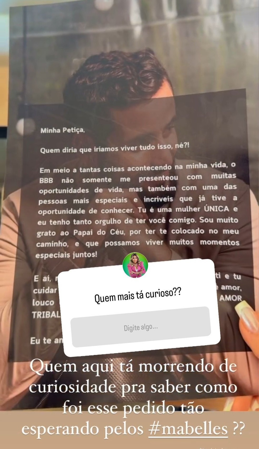 Carta que Matteus entregou para Isabelle no pedido de namoro — Foto: Reprodução/Instagram