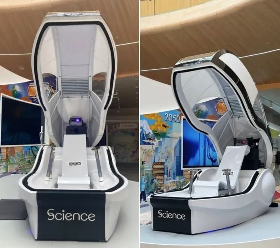 Empresa japonesa apresenta nova máquina de lavar, destinada a dar banhos em humanos — Foto: Reprodução
