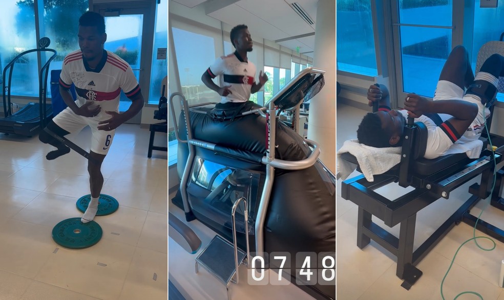 Pogba usou a camisa do Flamengo, autografada por Zico, para treinar — Foto: Reprodução