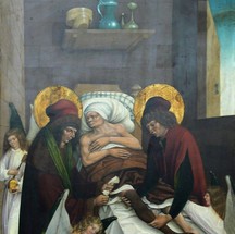 Obra com data provável do século 16 retrata milagroso transplante de perna atribuído aos irmãos Cosme e Damião — Foto: Domínio público