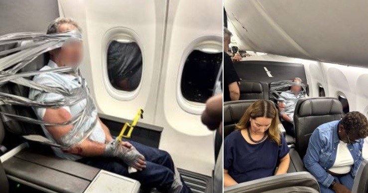 Acusado de racismo e homofobia, passageiro é preso a assento com fita adesiva e abraçadeiras - Foto