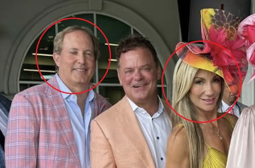 Ken Paxton e Tracy Duhon (em destaque) no dia em que se conheceram — Foto: Reprodução/Instagram