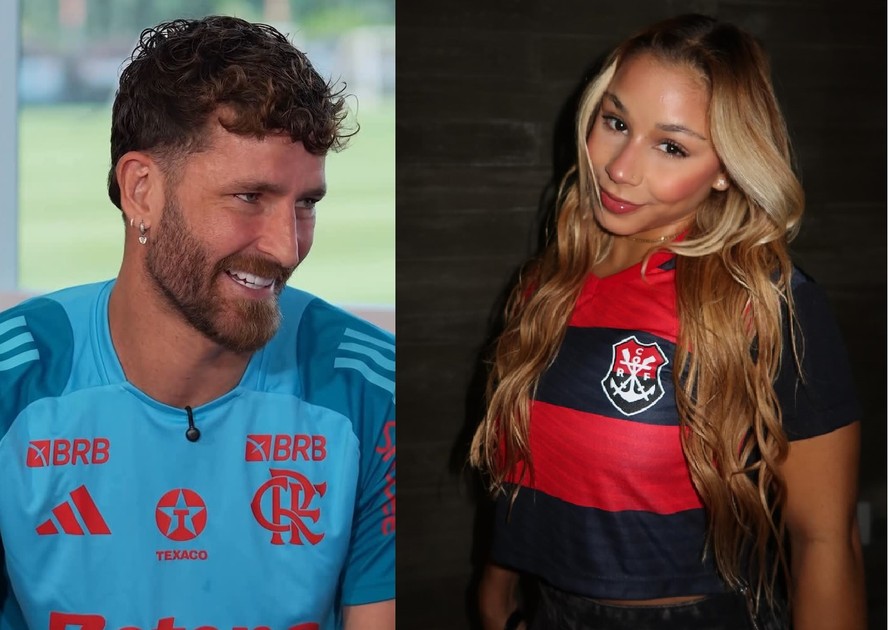 O zagueiro Léo Pereira e a ginasta Flavia Saraiva