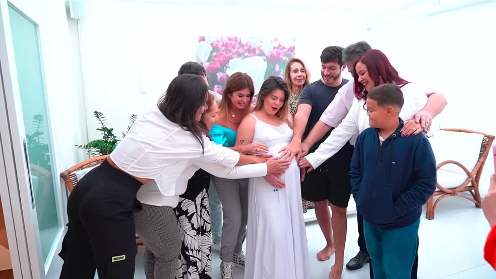 Vídeo mostra os últimos momentos de Viih Tube grávida e as famílias de Viih e Eli reunidas na maternidade  — Foto: reprodução 