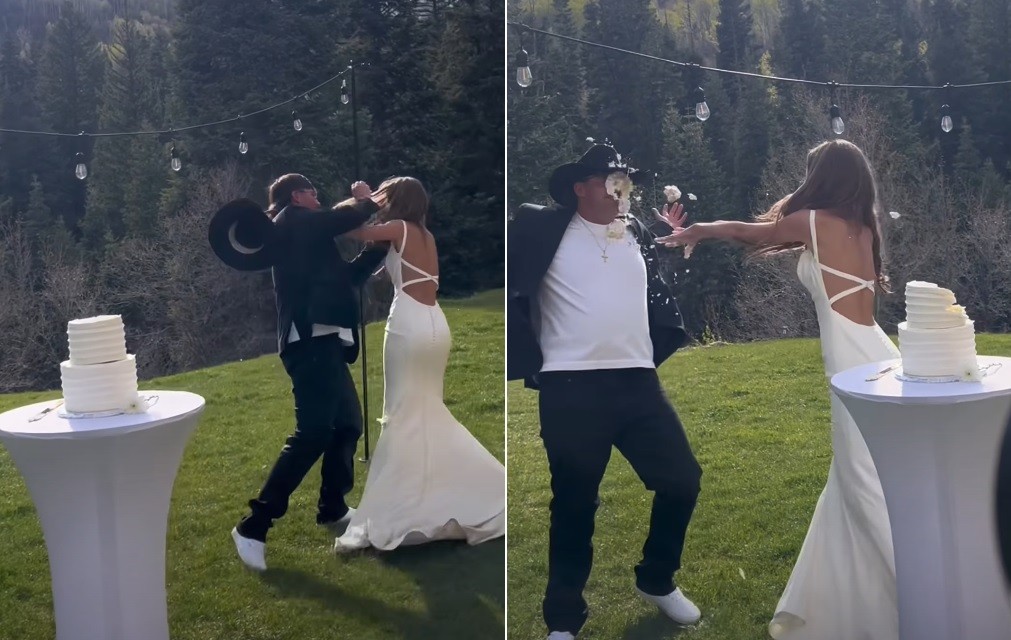 Viral: noivo joga bolo na cara da noiva e cria 
