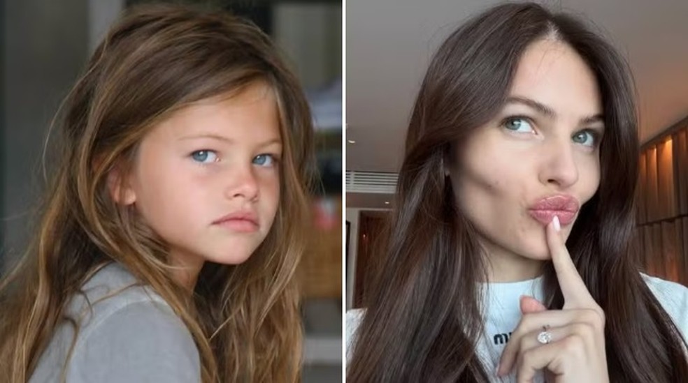 Thylane Blondeau aos 6 anos e em foto recente — Foto: Reprodução/Instagram