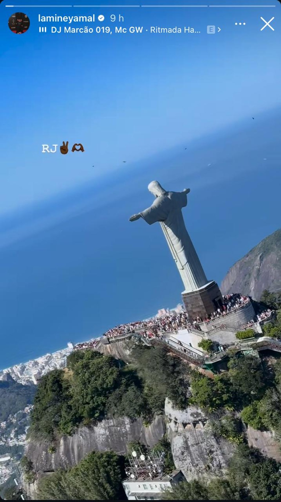 Lamine Yamal sobrevoou o Cristo Redentor &mdash; Foto: Reprodu&ccedil;&atilde;o