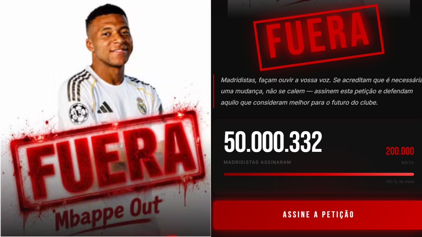 'Fora Mbappé' chega a 50 milhões de 'assinaturas' em petição que pede saída do francês do Real Madrid
