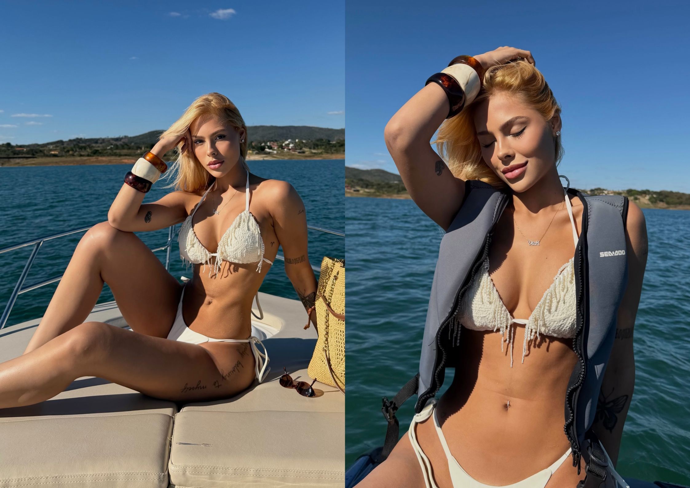 Após término com Luan Pereira, modelo posa em passeio de lancha; fotos