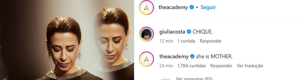 Perfil comenta a própria postagem — Foto: reprodução/ instagram