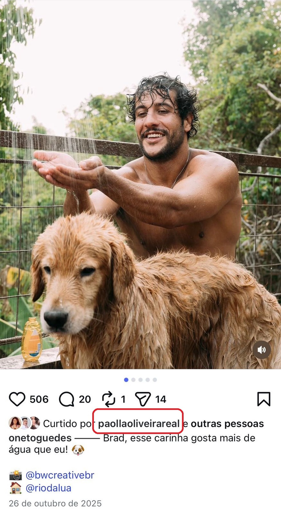 Paolla Oliveira curte foto de ex-participante de reality de pegação — Foto: Reprodução/Instagram