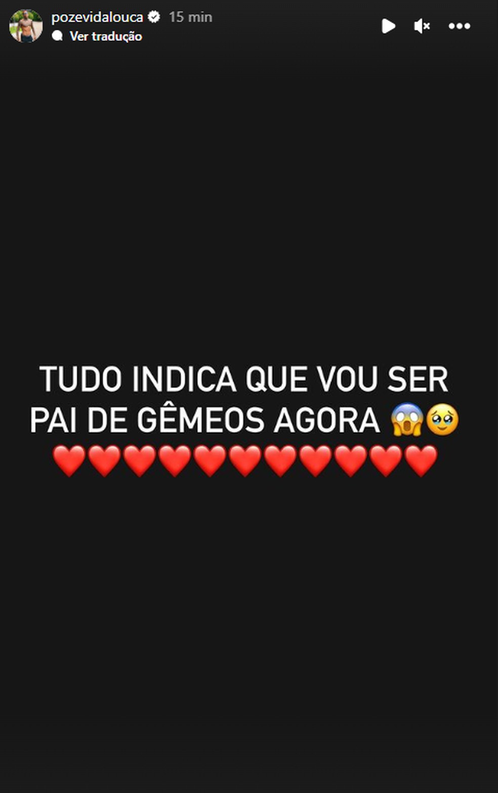 MC Poze diz que vai ser pai de gêmeos — Foto: Reprodução/Instagram