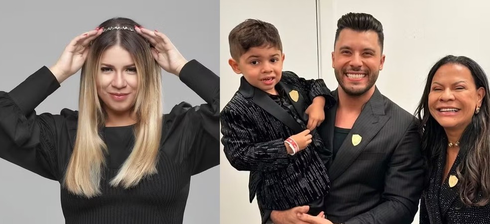 Marília Mendonça, que morreu em 2021, Léo, Murilo Huff e Dona Ruth — Foto: Fotos de Divulgação e Reprodução/Instagram