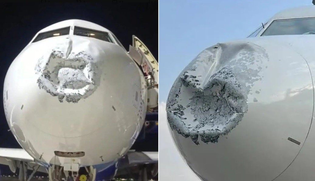 Avião fica com o nariz seriamente danificado após ser atingido por raio a mais de 5 mil metros de altura