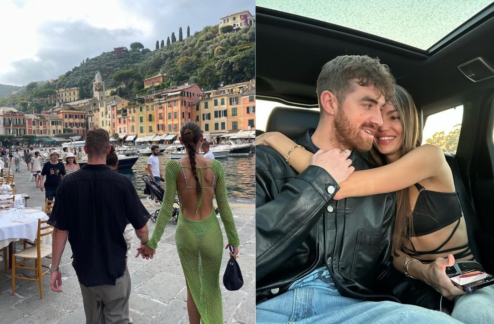 Andrew Taggart, do The Chainsmokers, e a modelo Marianne Fonseca — Foto: Reprodução/Instagram