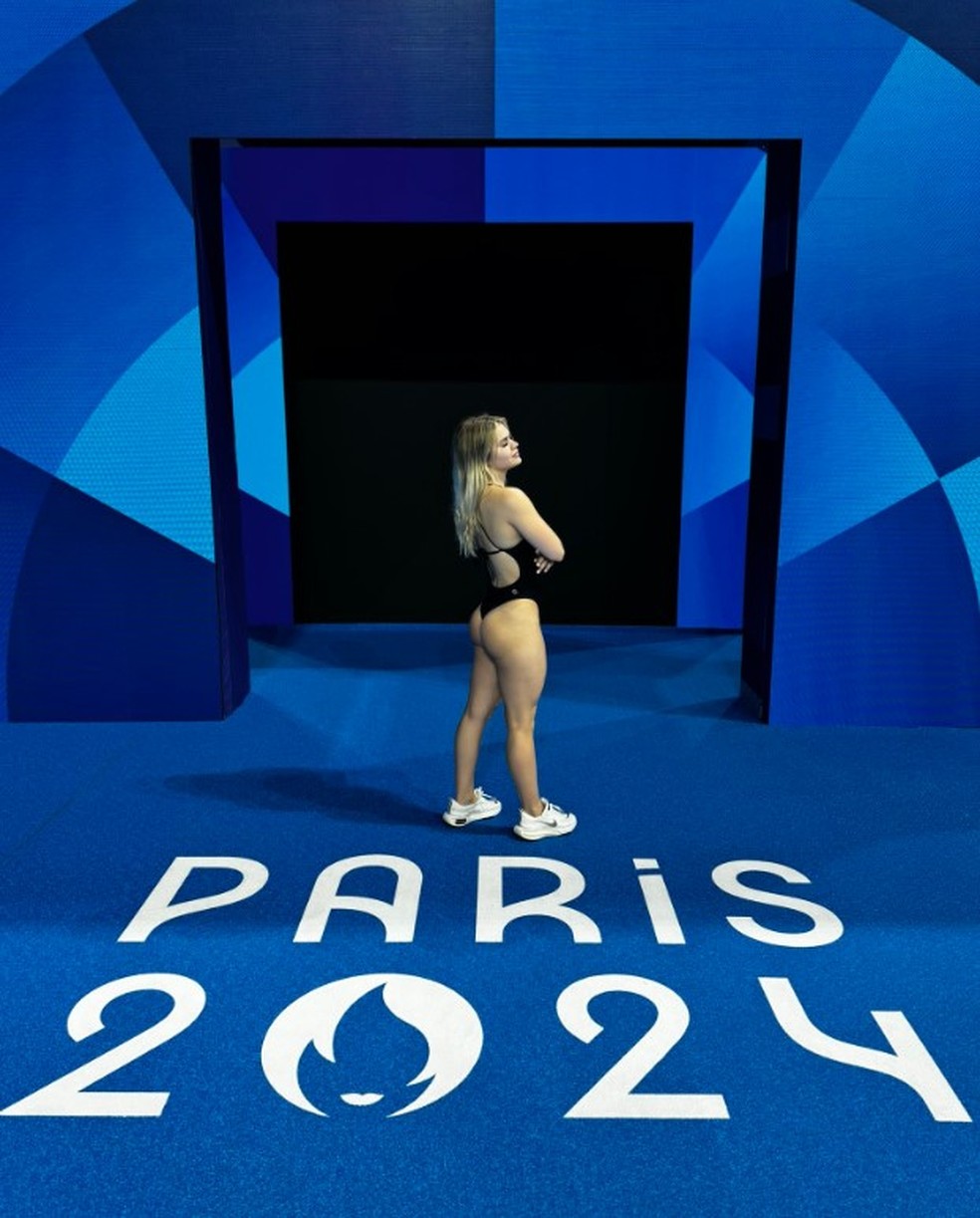 Paraguaia Luana Alonso na piscina olímpica de Paris-24 — Foto: Reprodução/X