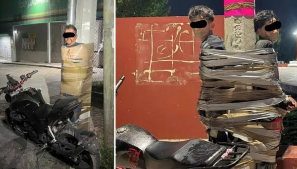'Batman' mexicano &eacute; procurado pela pol&iacute;cia ap&oacute;s amarrar a postes acusados de roubar motos