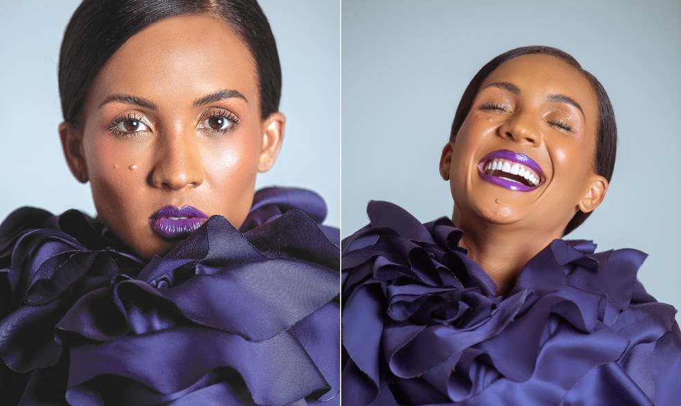 De roxo? Maxiane, do 'BBB 26', celebra sucesso após rir dos próprios memes — Foto: Márcio Farias