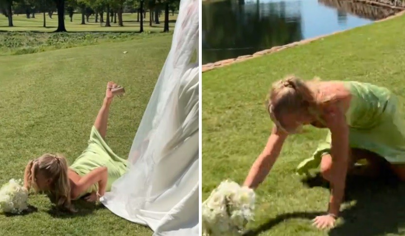 Madrinha viraliza após cair duas vezes no casamento da irmã