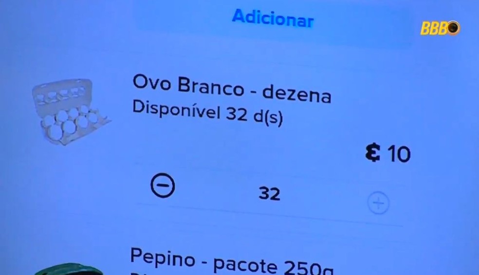 Pre&ccedil;o do ovo na primeira semana do "BBB 25" &mdash; Foto: Reprodu&ccedil;&atilde;o/TV Globo