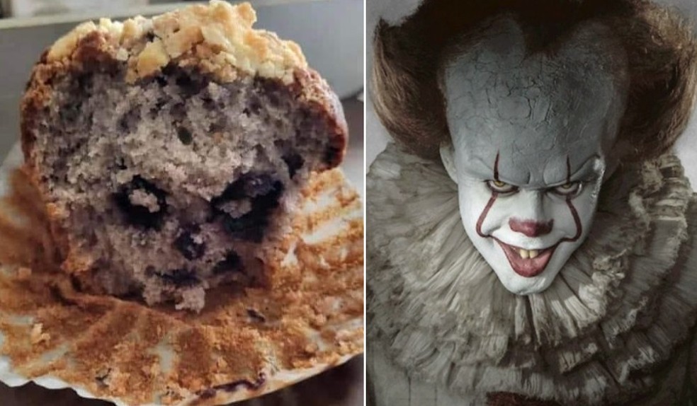 Italiano morde muffin e descobre uma figura aterrorizante no bolinho: Pennywise &mdash; Foto: Reprodu&ccedil;&atilde;o; Divulga&ccedil;&atilde;o