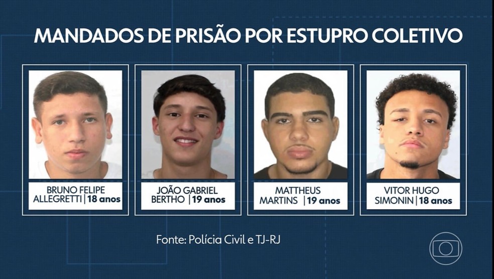 Suspeitos de cometer estupro coletivo a uma adolescente em Copacabana — Foto: Reprodução/ Rede Globo