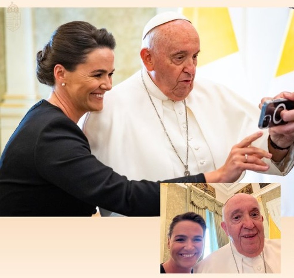 Francisco faz selfie com fiel no Vaticano — Foto: Reprodução/X