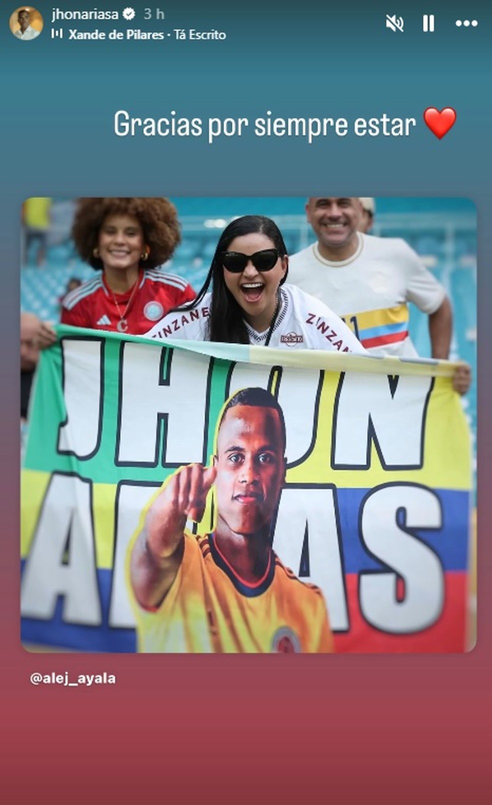 Arias reposta foto da mulher em jogo decisivo para o Fluminense — Foto: Reprodução/Instagram