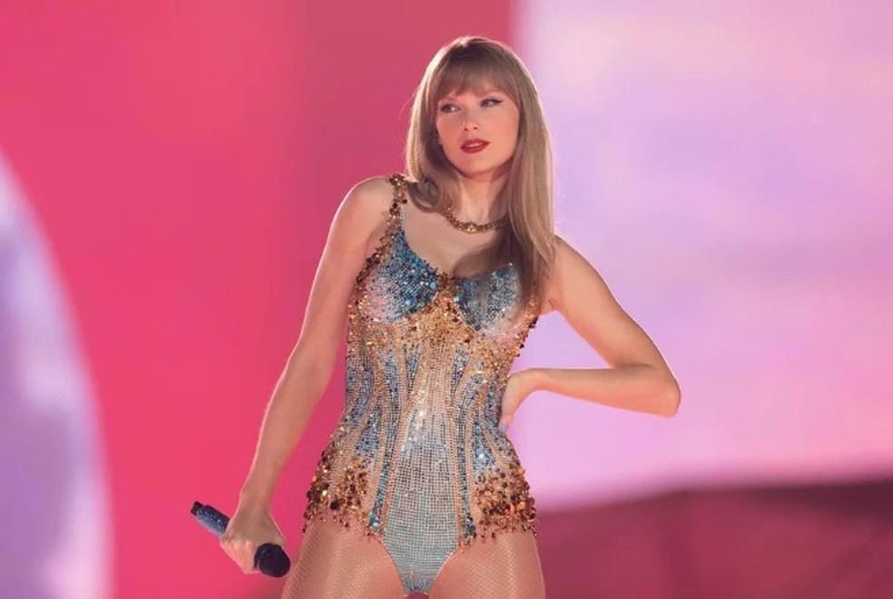 Taylor Swift em show no Texas, nos Estados Unidos, no dia 31 de março — Foto: Suzanne Cordeiro/AFP