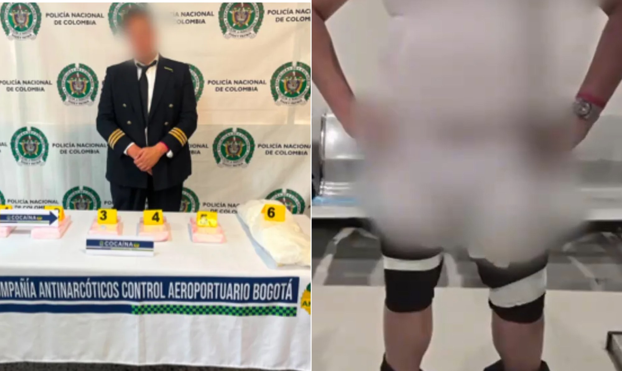 'Piloto de avião' contrabandista é preso com 10 quilos de cocaína escondidos junto ao corpo na Colômbia; veja vídeo
