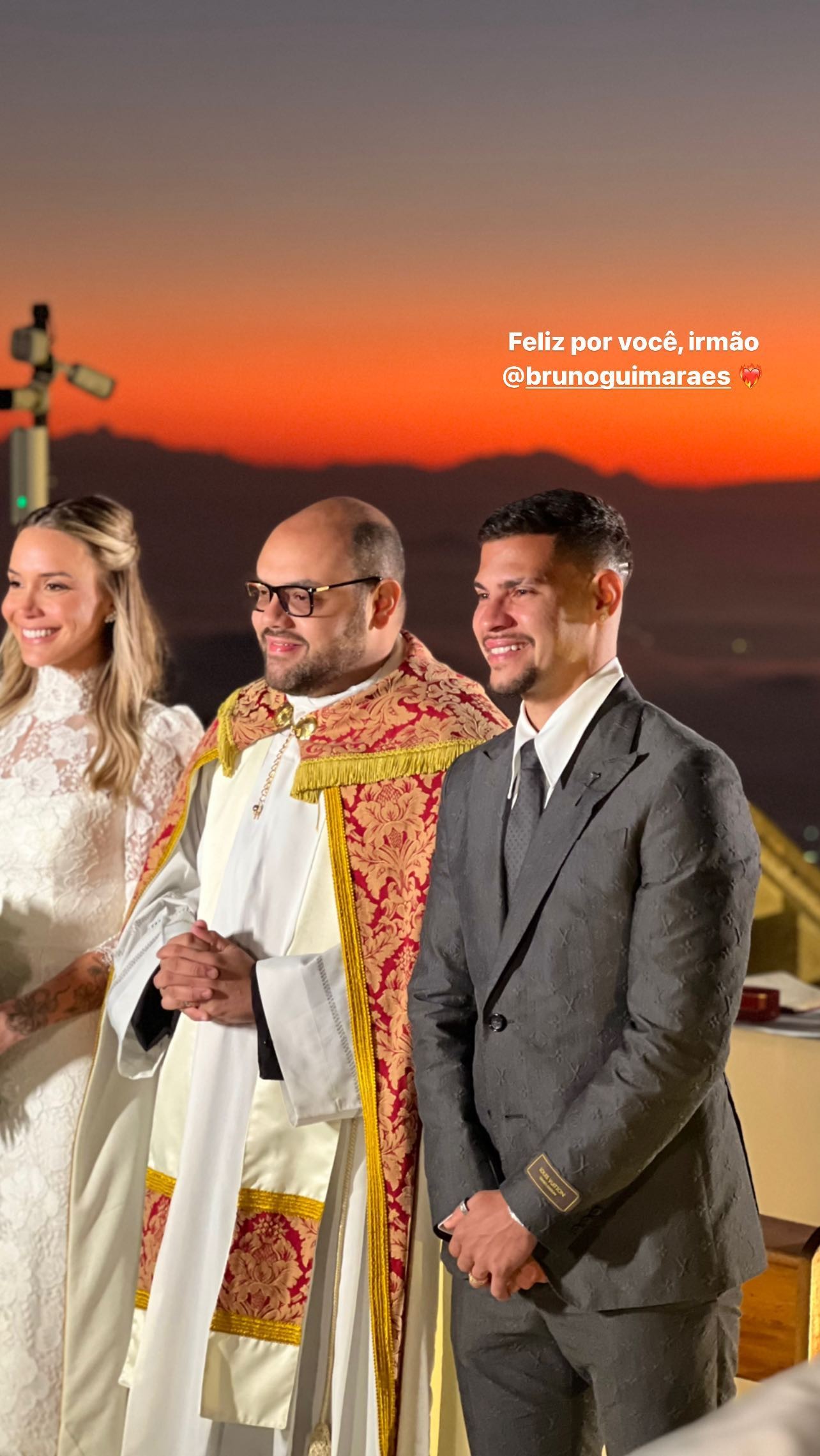 Bruno Guimarães e Ana Lídia se casaram na madrugada desta quarta-feira — Foto: Reprodução 