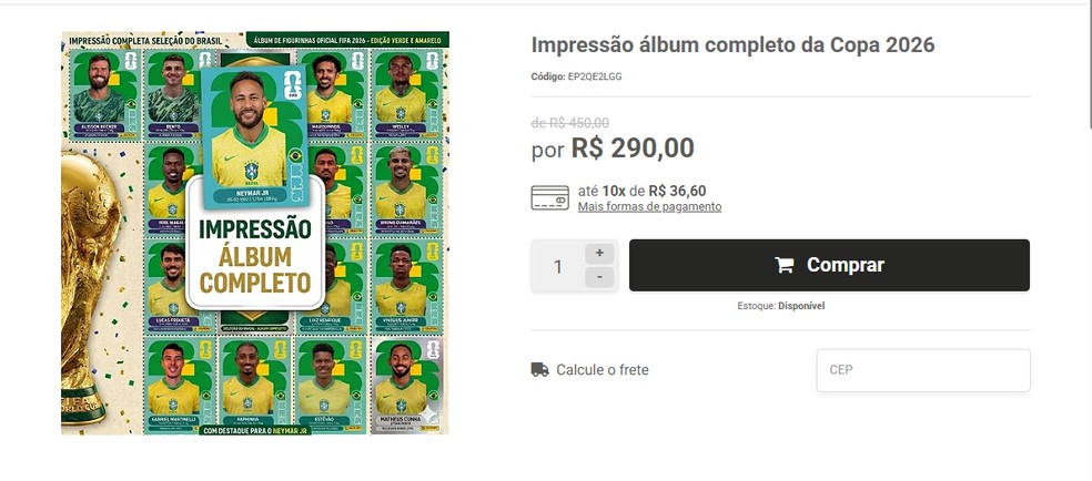 Sites vendem álbum completo por preço abaixo do mercado — Foto: Reprodução