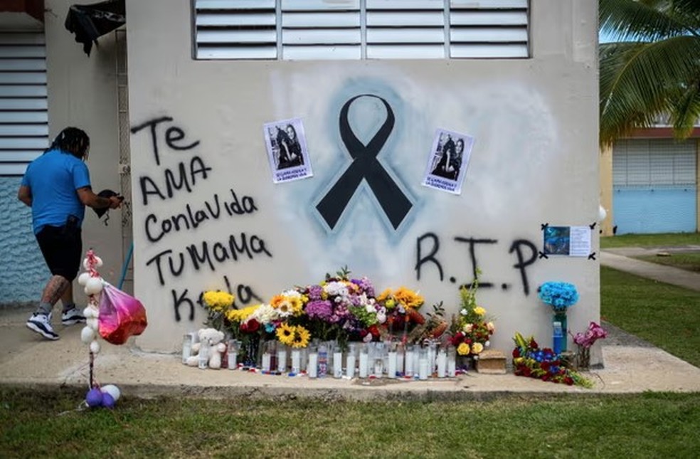 Memorial a Keishla Rodríguez, assassinada pelo namorado e boxeador Félix Verdejo em Porto Rico — Foto: AFP