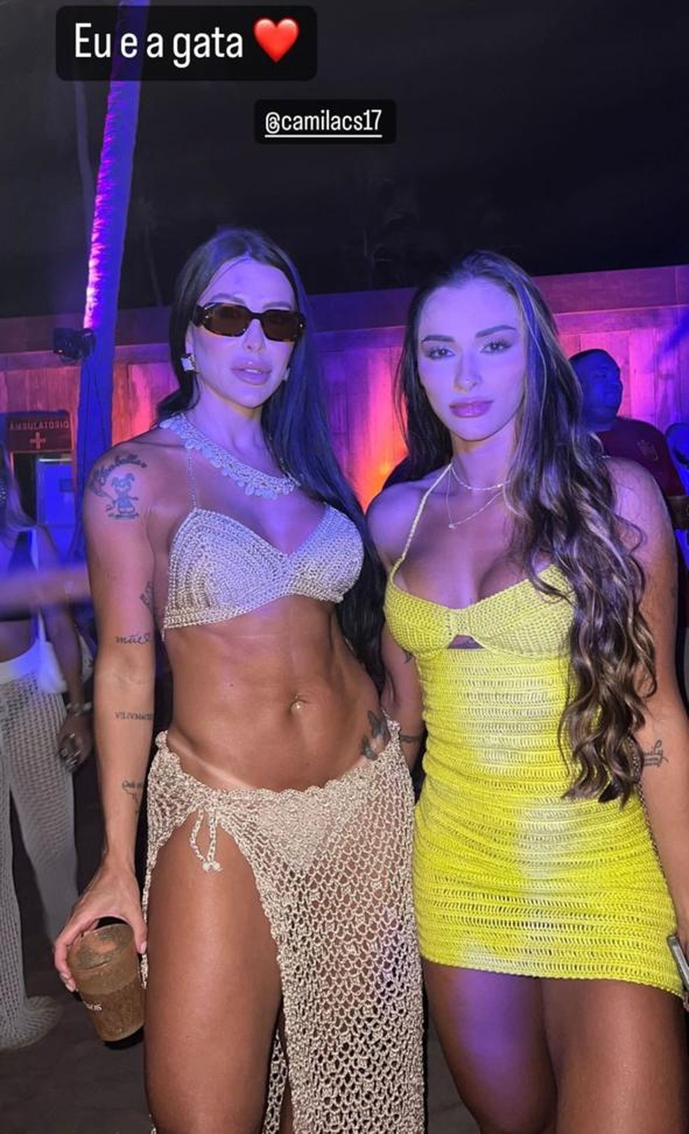 Tain&aacute; Castro, ex de Leo Pereira, estava na mesma festa que &Eacute;der Milit&atilde;o. Ela apreceu em cliques com Camila Moura, assim como o jogador &mdash; Foto: Reprodu&ccedil;&atilde;o/Instagram