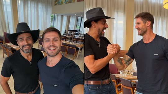 Jonas Sulzbach e Alberto Cowboy se reencontram fora da casa do 'BBB26'