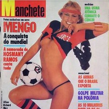 Xuxa de torcedora do Flamengo na "Manchete" em 1981 — Foto: reprodução
