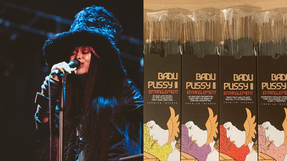 Incensos feitos com cinzas de calcinhas da cantora Erykah Badu — Foto: Reprodução