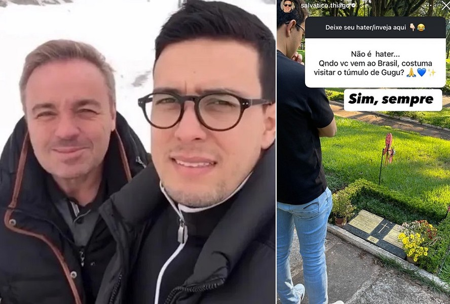Thiago Savático mostra visita a túmulo de Gugu