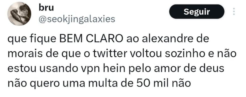 Meme sobre a volta do X — Foto: Reprodução