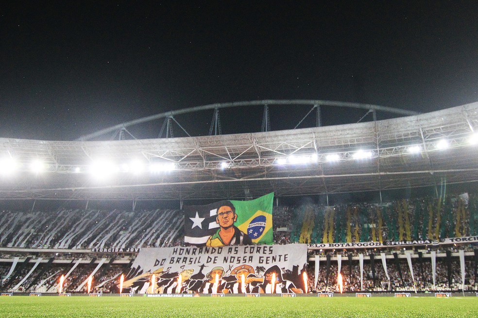 Mosaico da torcida do Botafogo no Nilton Santos Vitor Silva/Botafogo — Foto: Vitor Silva/Botafogo