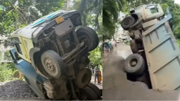 Caminhão que seria usado para tapar buraco acaba dentro de um durante o caminho; veja o vídeo - QTU Questões do Universo