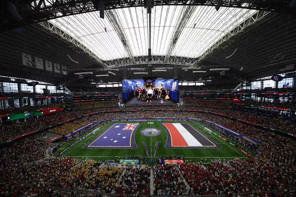 Austrália e Egito jogam no Estádio de Dallas pela segunda fase da Copa do Mundo — Foto: Aric Becker / AFP