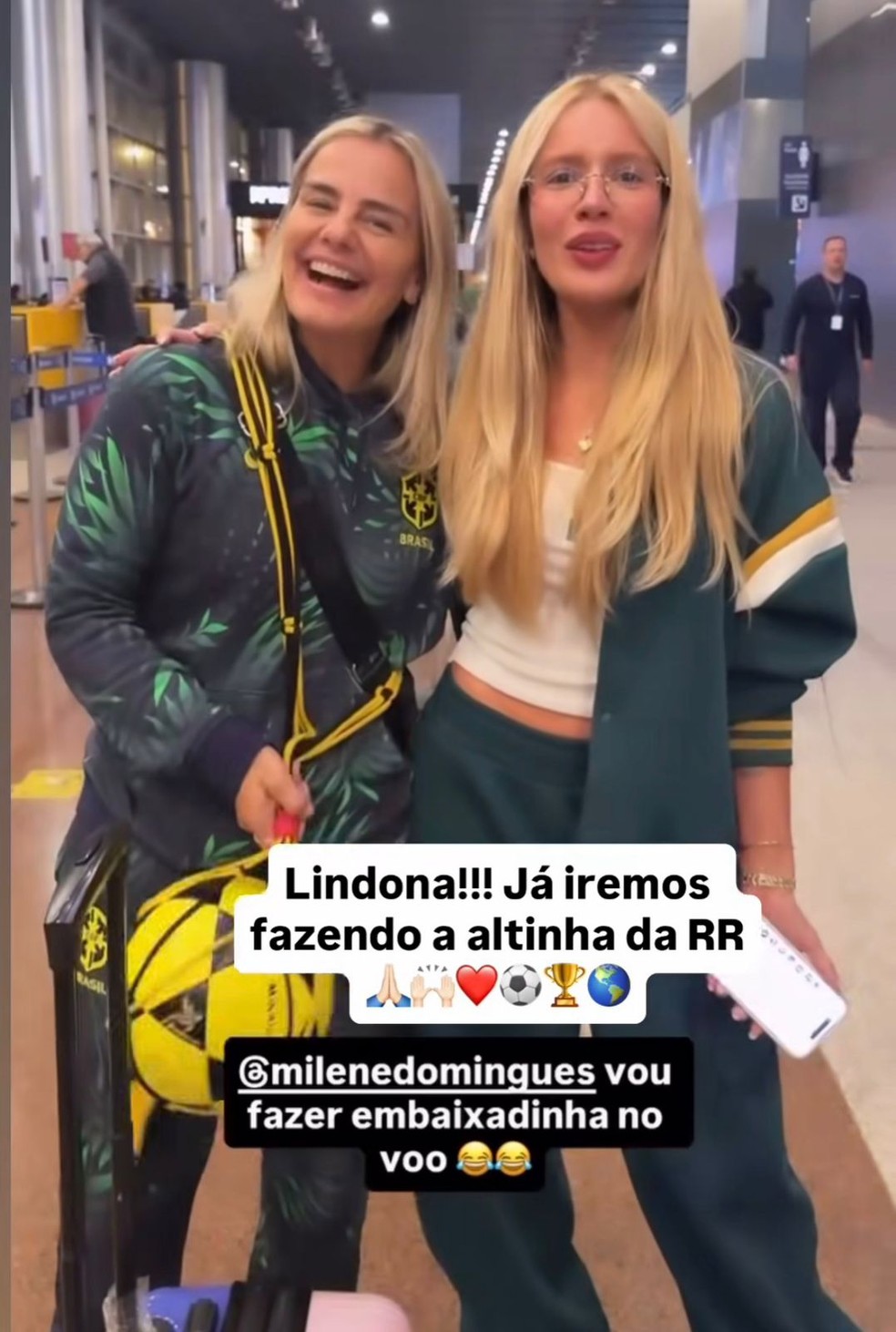 Milene Dominggues viaja Karoline Lima para a Copa — Foto: Reprodução/Instagram
