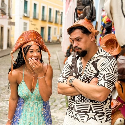 Aline e Vinícius formam dupla participante do grupo pipoca do 'BBB 25' — Foto: Reprodução/Instagram