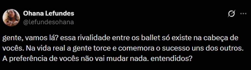 Bailarina de Anitta elogia dançarinos de Luísa Sonza e rebate críticas: 'Rivalidade só na cabeça de vocês' — Foto: Reprodução/X